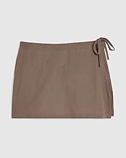 Petite Beige Linen Blend Skort