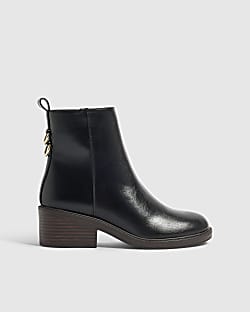 Black Heeled Block Ankle Boot