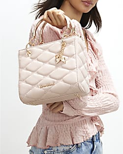 Pink Bow Quilted Tote Bag