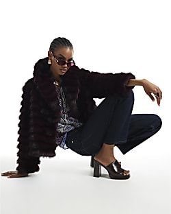 Purple Short Faux Fur Coat