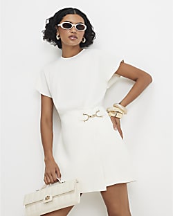 Cream Snaffle Trim Mini Dress