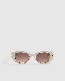 Cream Cat Eye Gold Detail Sunglasses