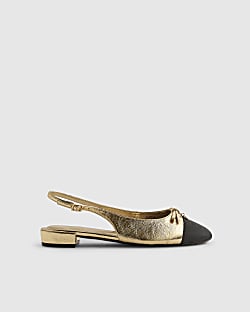 Gold Slingback Toecap Flats