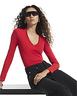 Red Plunge Bodysuit