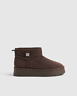 Brown Faux Fur Lined Platform Boots