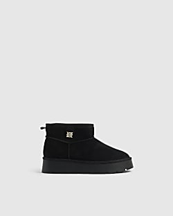 Black Faux Fur Lined Platform Boots