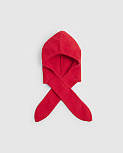 Red Hooded Triangle Knitted Scarf