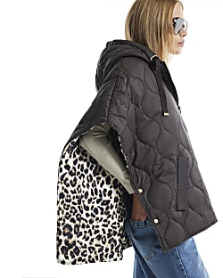 Brown Quilted Puffer Cape
