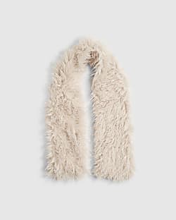 Cream Faux Mongolian Fur Scarf