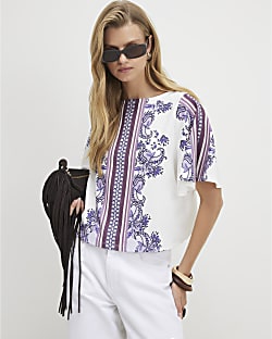 Cream Paisley Textured Top