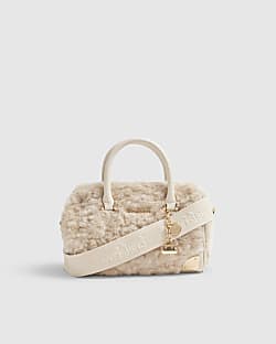 Cream Faux Fur Crossbody Bag