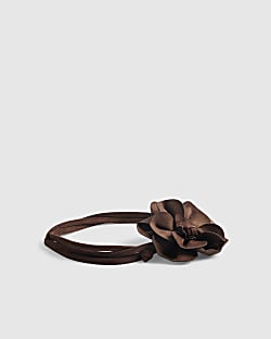 Brown Dark Corsage Flower Belt