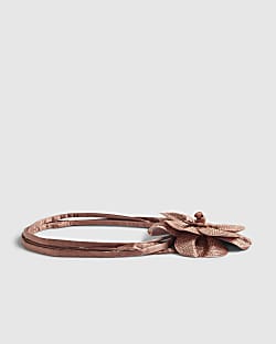 Rose Gold Corsage Flower Diamante Belt