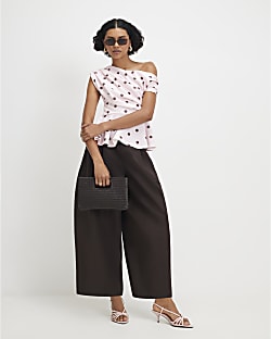 Pink Polka Dot Drape Peplum Top