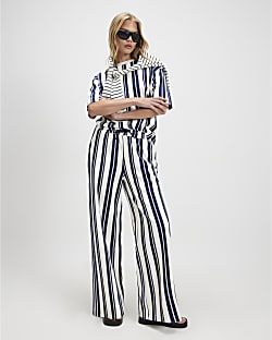 White Vertical Stripe Premium Joggers