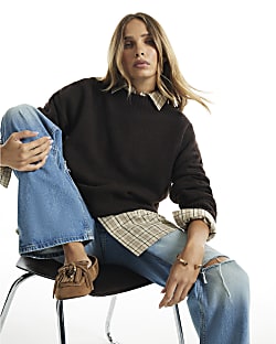 Brown Soft Knit Crew Neck Jumper