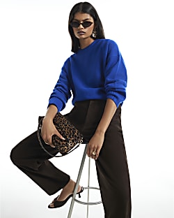 Blue Soft Knit Crew Neck Jumper