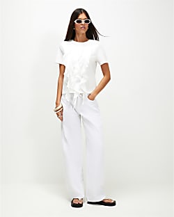 White Cotton Frill Top
