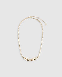 Gold Beaded Charm Necklace