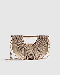 Rose Gold Crystal Tube Clutch Bag