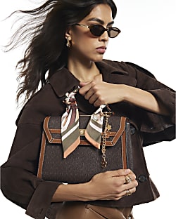 Brown Monogram Scarf Tote Bag