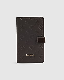 Brown Embossed Monogram Travel Wallet