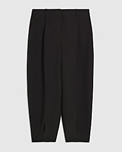 Petite Brown Pleated Barrel Leg Trousers