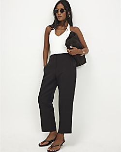 Petite Brown High Waisted Cigarette Trousers