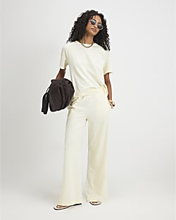 Yellow Cotton T-Shirt And Trousers Set