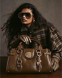 Khaki Medium Front Buckle Charm Tote Bag