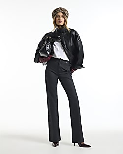Black Coated Mid Rise 90s Slim Straight Jeans