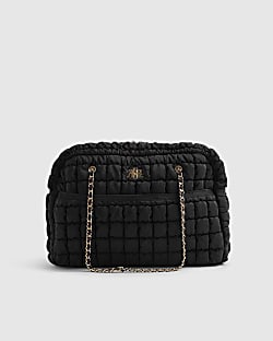 Black Quilted Chain Handle Holdall