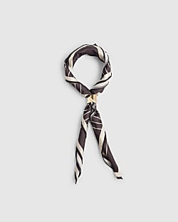 Black Geometric Satin Scarf