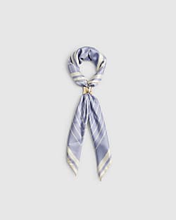 Blue Geometric Satin Scarf