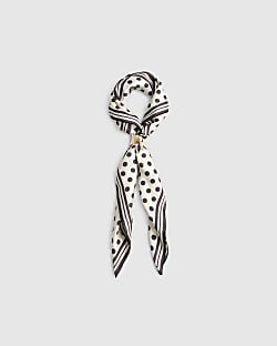 Cream Spot Satin Scarf