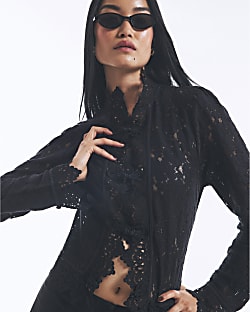 Black Lace Detail Drummer Jacket