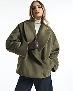 Green Shawl Cocoon Coat