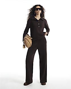 Brown Cosy Wide Leg Trousers