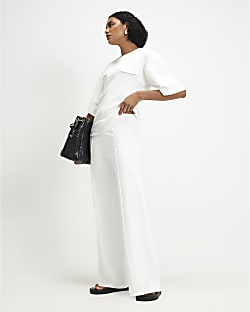 Cream Wide Leg Trousers