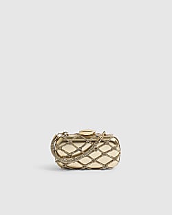Gold Diamante Rope Hard Clutch Bag