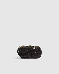 Black Diamante Rope Hard Clutch Bag