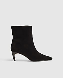 Black Suede Centre Seam Ankle Boots