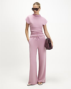 Pink Premium Wide Leg Trousers