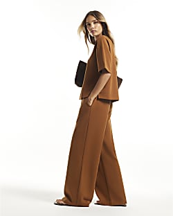 Brown Premium Wide Leg Joggers