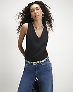 Black V Neck Cami Top