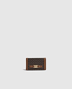 Brown Monogram Tab Front Foldout Purse