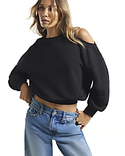 Black Cold Shoulder Sweatshirt