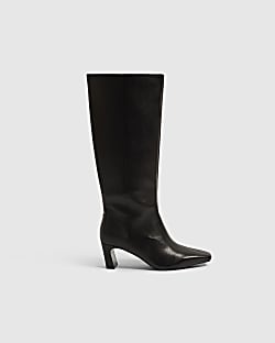 Black Chisel Toe High Leg Boots