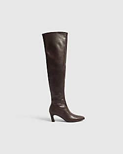 Burgundy Chisel Toe High Leg Boots