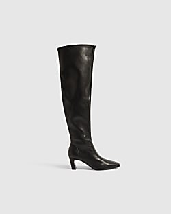 Black Chisel Toe High Leg Boots
